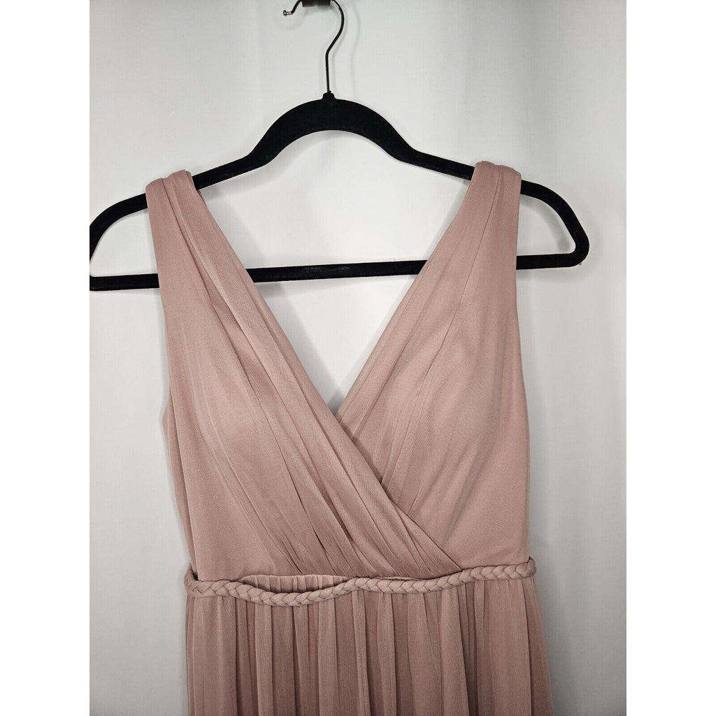 Azazie Womens Tanicia Bridesmaids Dress Pink Pleated Sleeveless Slit Zip Size A6