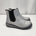 Fly London Salv Chelsea Boots Womens Size 9.5 Gray Leather Pull On Ankle Booties