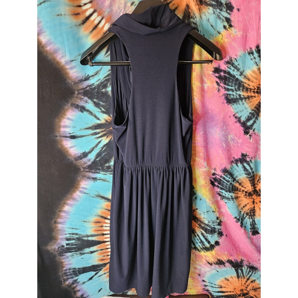 Judith March Vintage Dress Navy Cowl Neck Racer Back Sleeveless Stretch