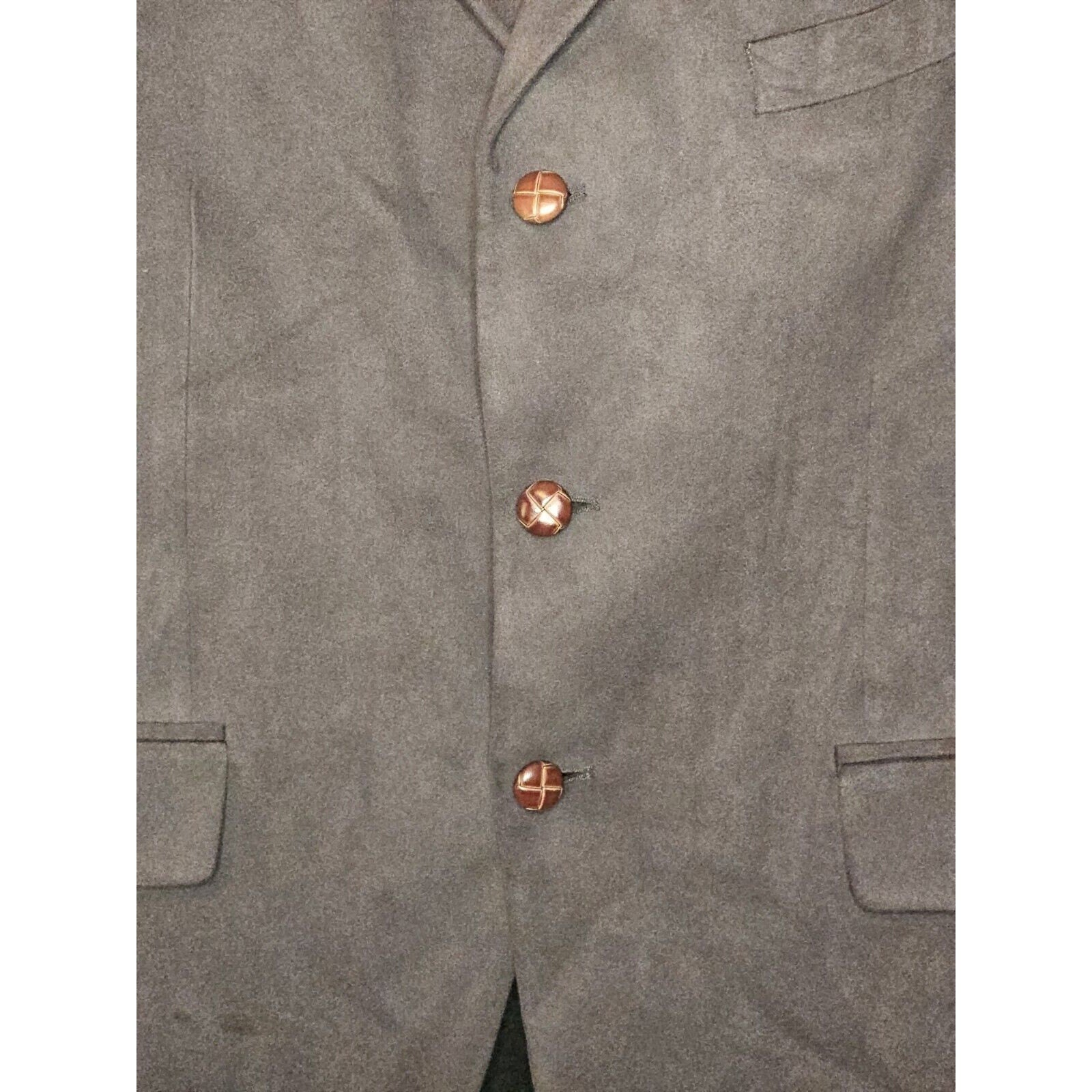 Vintage Chaps Ralph Lauren Blazer Mens 46R XL Dark Gray Faux Suede 3 Buttons