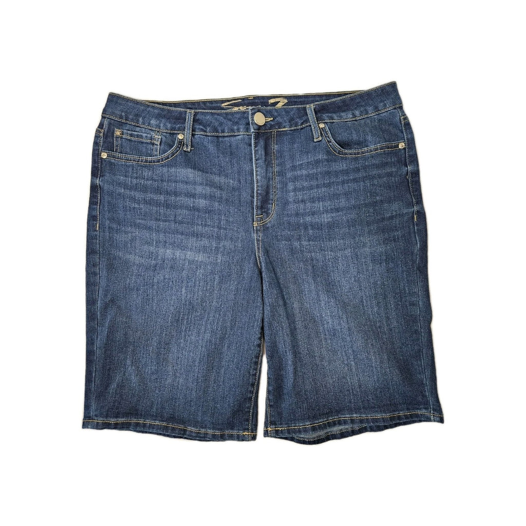 Seven7 Sunset Bermuda Shorts Womens 16 High-Rise Denim Stretch Above Knee Jeans