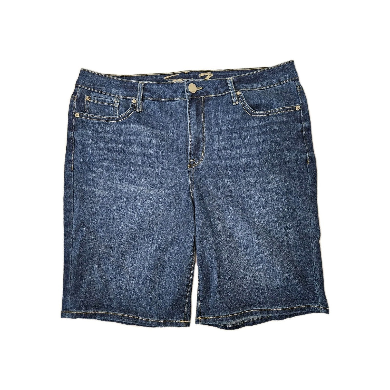 Seven7 Sunset Bermuda Shorts Womens 16 High-Rise Denim Stretch Above Knee Jeans