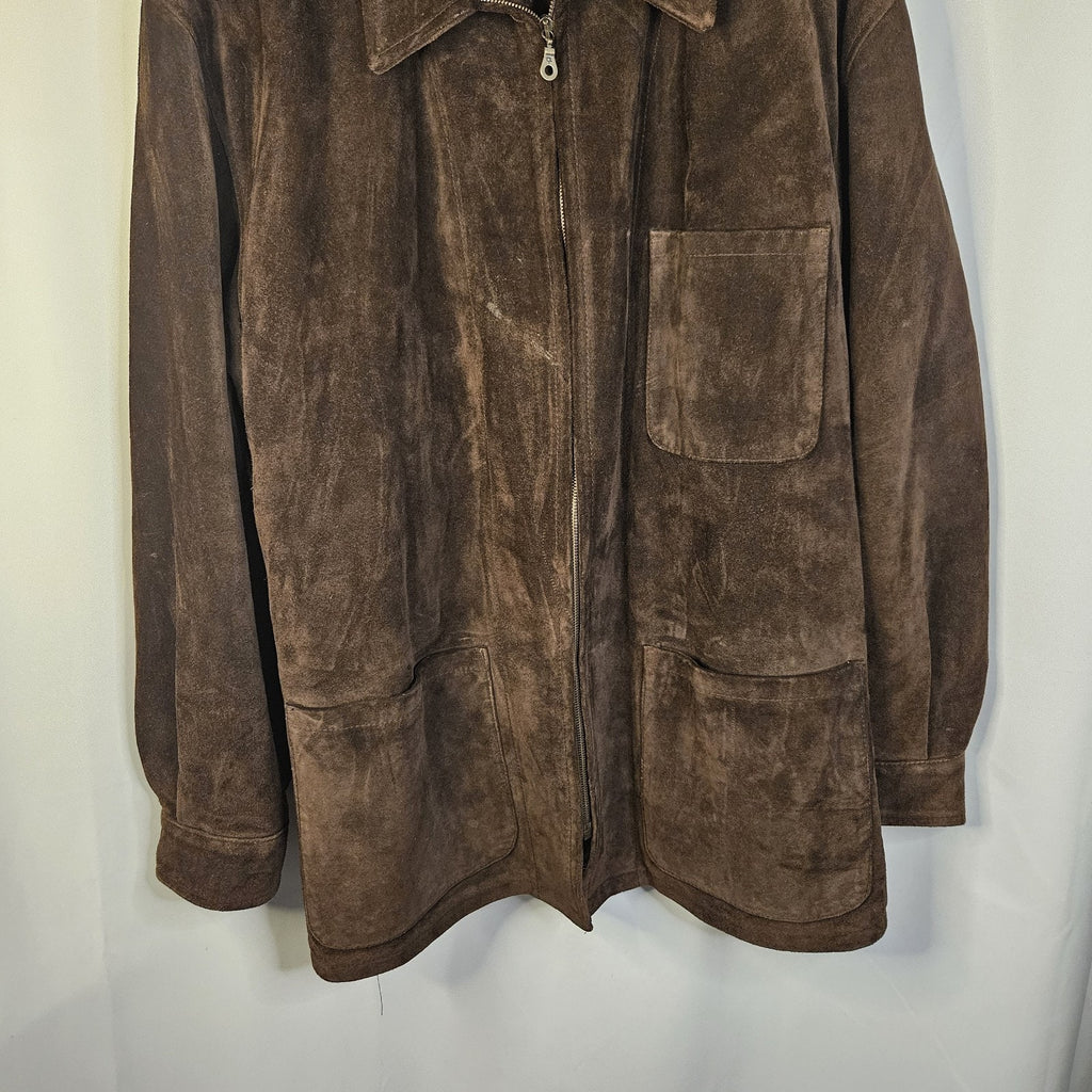 VTG Mens Metropolitan View Heavyweight Suede Jacket Car Coat 54 2XL Italy Made
