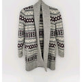 L.L. Bean Lambswool Cardigan Fair Isle Gray Long Women’s Medium Ski Heavy Winter