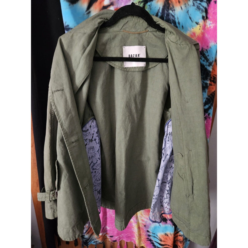 Rare Italian Designer Bazar Deluxe Olive Green Womens Jacket Med Tagila 44