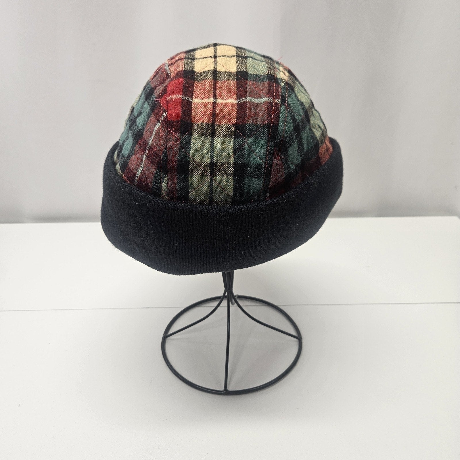 Vintage Pendleton brim hat, multicolor red navy flannel size medium retro unisex
