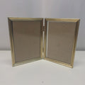 Vintage 80s Gold Tone Bi-fold Picture Frame Double 5x7" Glass Table Top