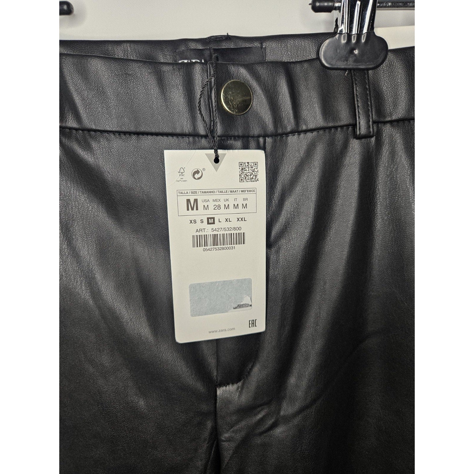 NWT Zara Women’s Faux Leather Black High Rise Legging Pants Size Medium