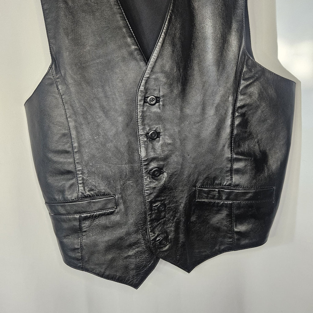 Wilson's Black Leather Bikers Vest Size Large Men's Moto Western Classic