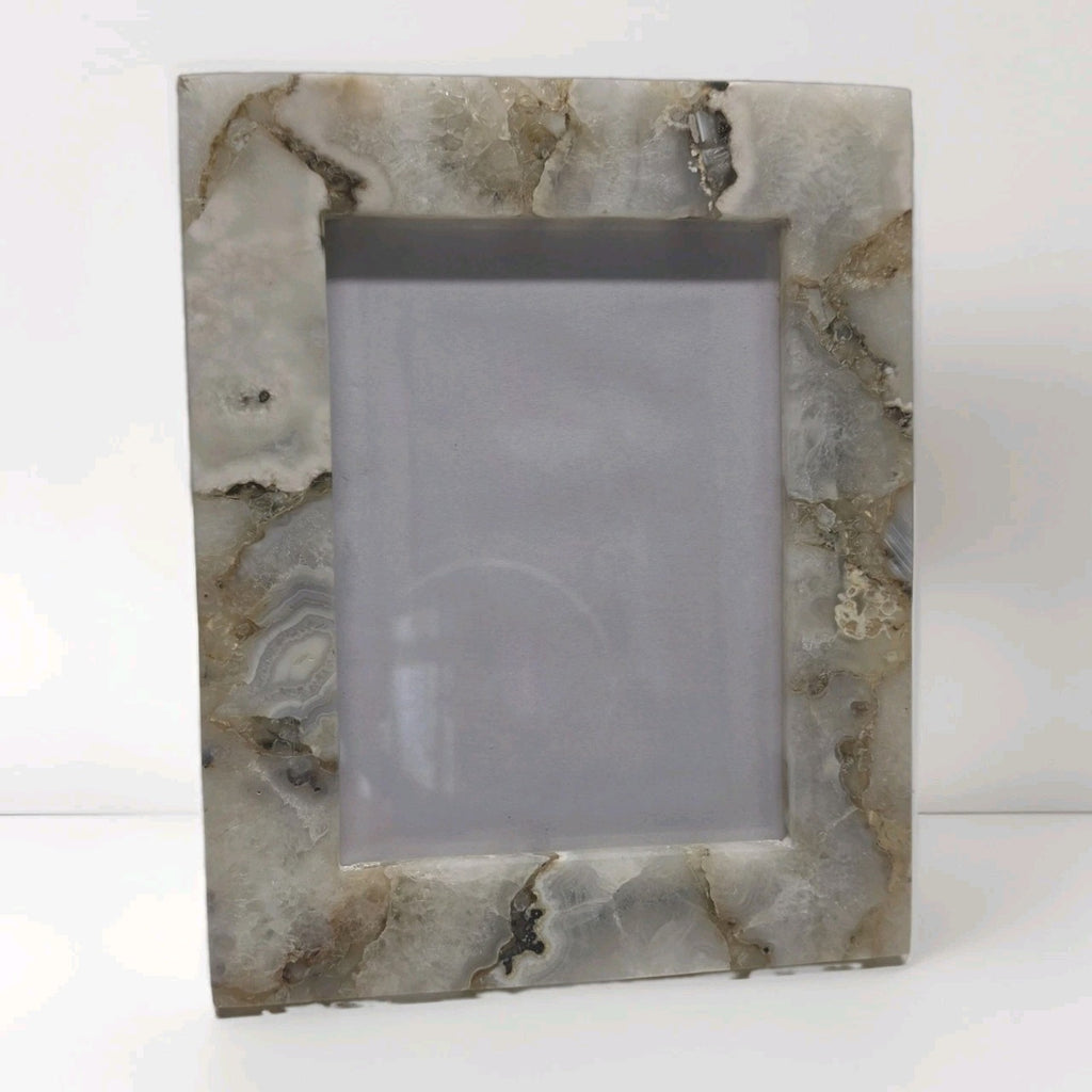 White Quartz Stone Picture Frame Natural Agate Photo Frame 5x7 Photo