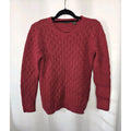 Jeanne Pierre Women’s Red Long Sleeve Cable Knit Pullover Sweater Medium