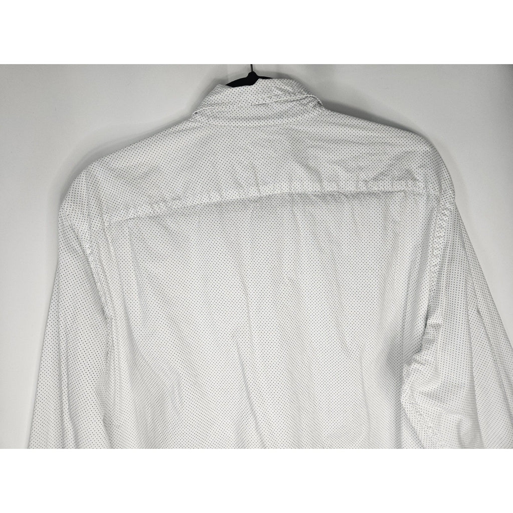Vintage J Crew Shirt Men's Large White Navy Polka Dots Long Sleeve Button Up