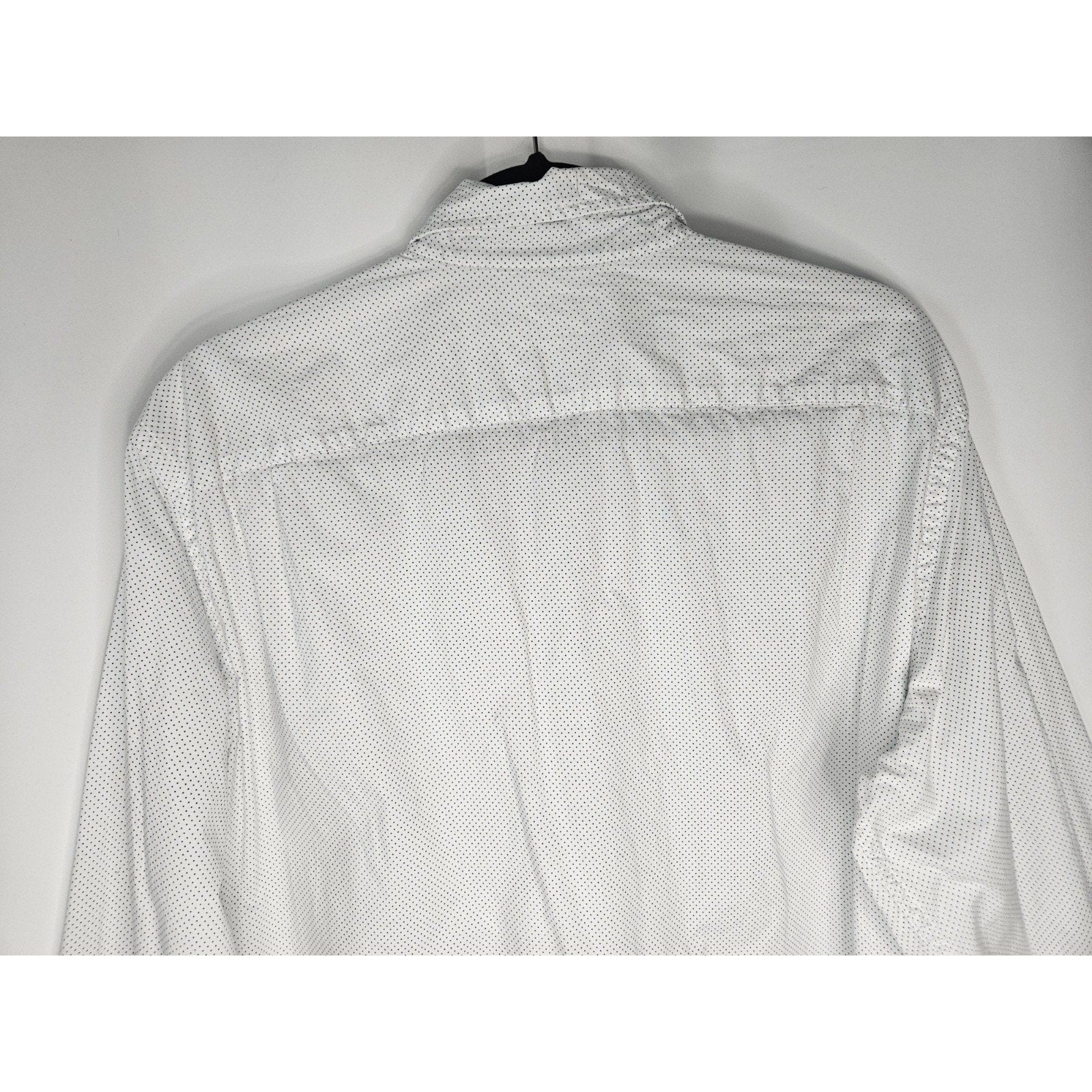 Vintage J Crew Shirt Men's Large White Navy Polka Dots Long Sleeve Button Up