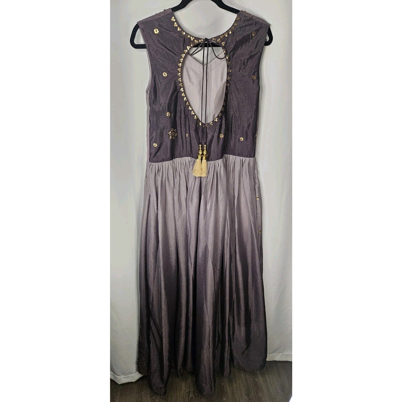 Panash Purple Embroidered Sleeveless Anarkali Suit w Sheer Dupatta Sz 36 US Med