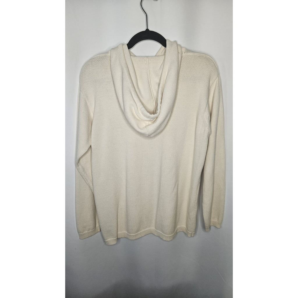 Vtg Lauren Ralph Lauren Knit Sweatshirt Women Med Off White Hoodie Pullover Y2K