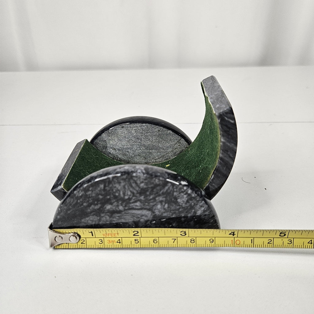 Business Card Holder for Desk Gray Cut & Polished Marble Stone
