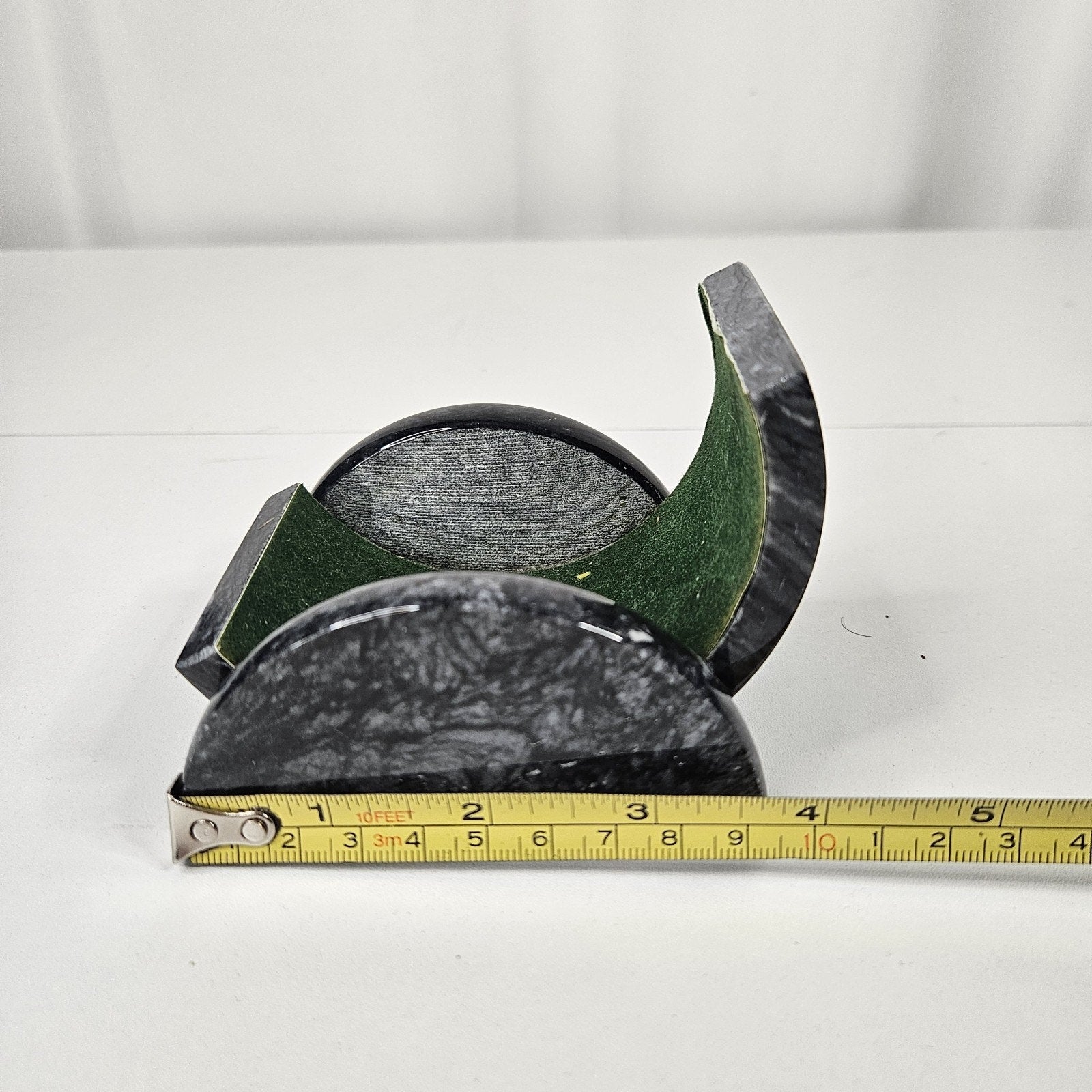 Business Card Holder for Desk Gray Cut & Polished Marble Stone