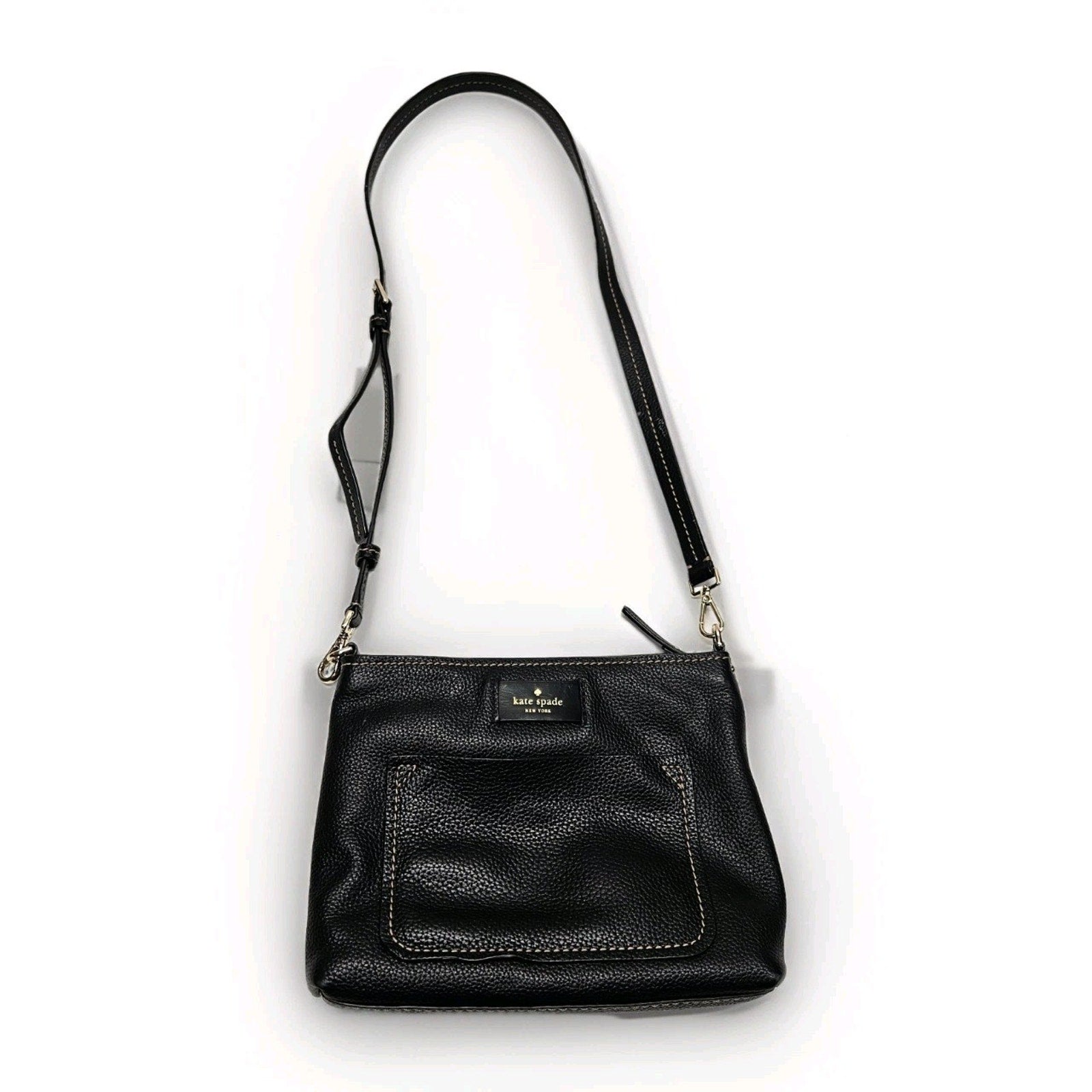 Kate Spade NY Leather Domed Crossbody Shoulder Handbag Purse Logo Classic Black