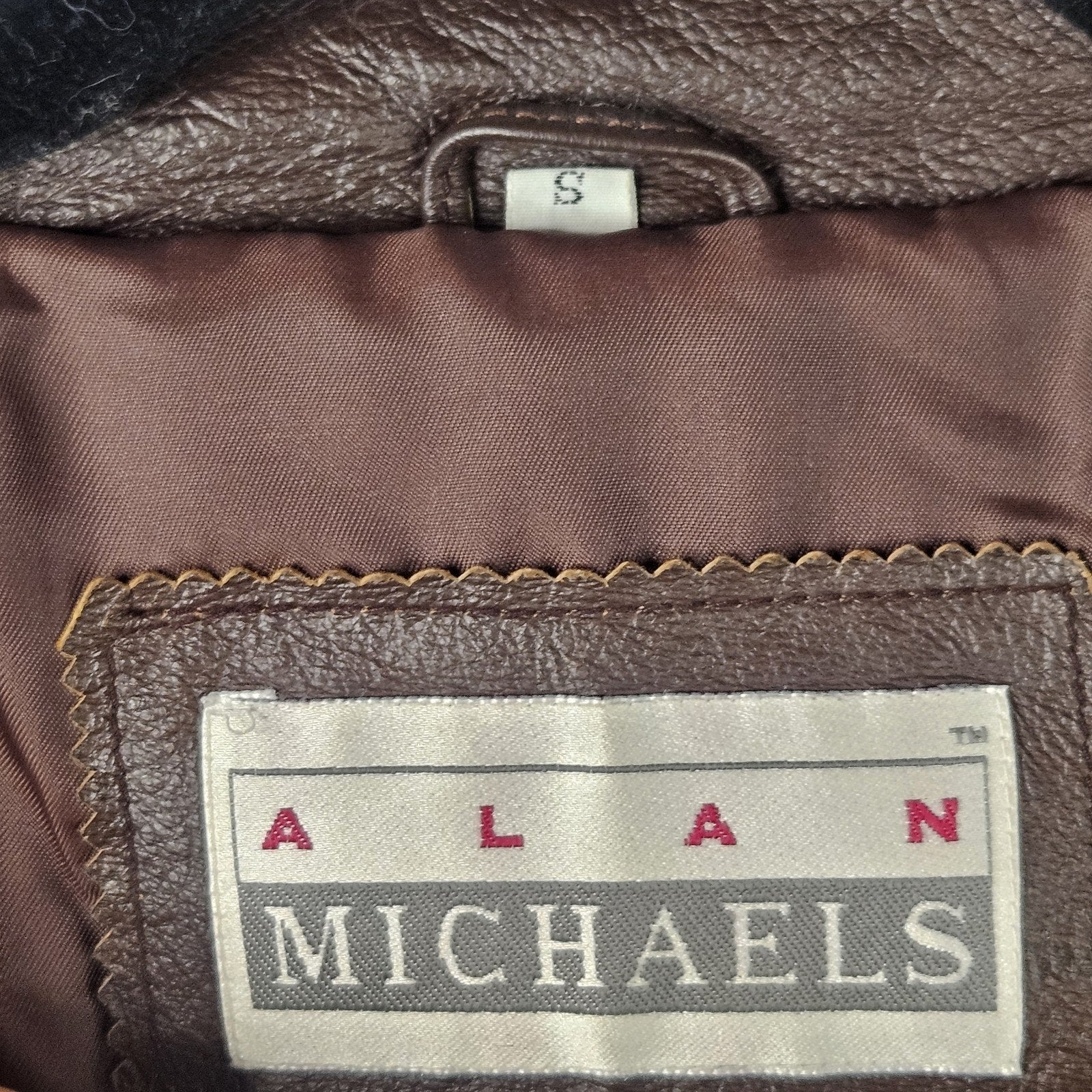 Vintage Alan Michael USA Jacket Mens Small Brown Genuine Leather Overcoat Parka