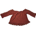 TopShop Off The Shoulder Boho Peasant Top Rust Orange Size US 6 Cropped