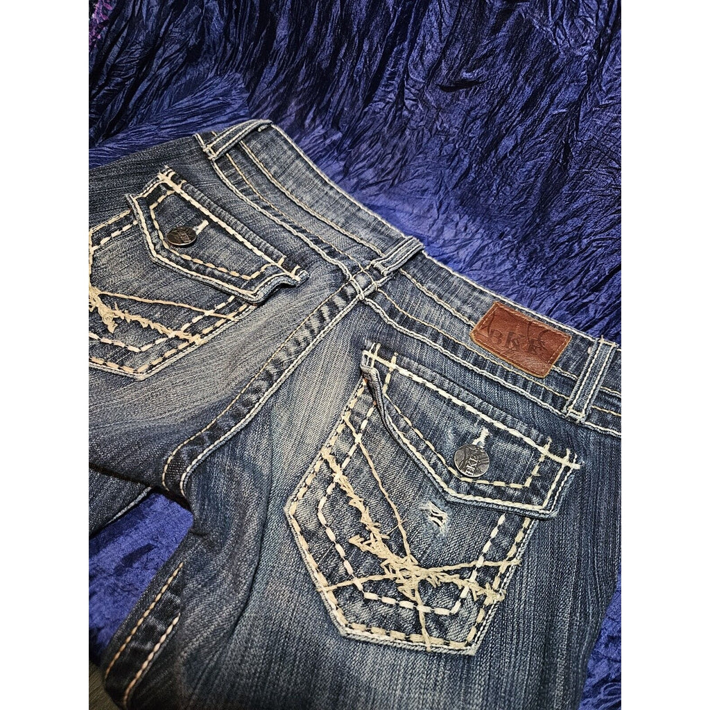 BKE Sabrina cropped jeans womens stretch denim distressed size 25 (2) L 23.5"