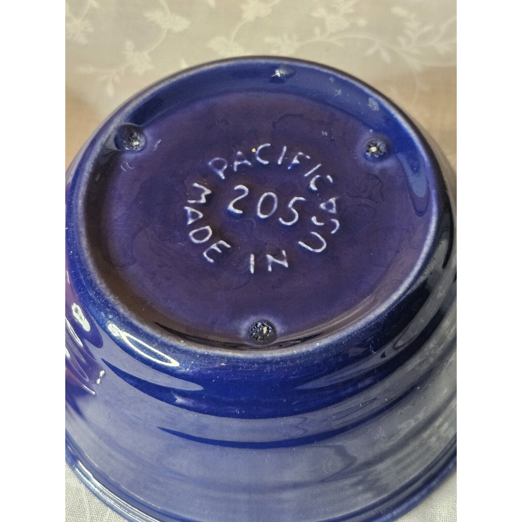 Vintage Pacific Hostessware Blue 205 Lidded Ramekin With Orange Lid 205C US Made