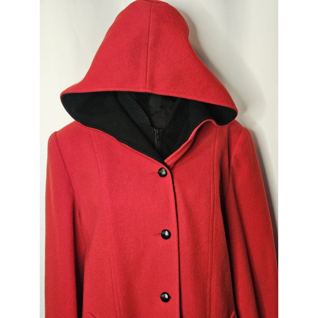 Authentic Mackintosh Vest Coat Wool Size 12 Vintage Made USA Hooded Red/Black