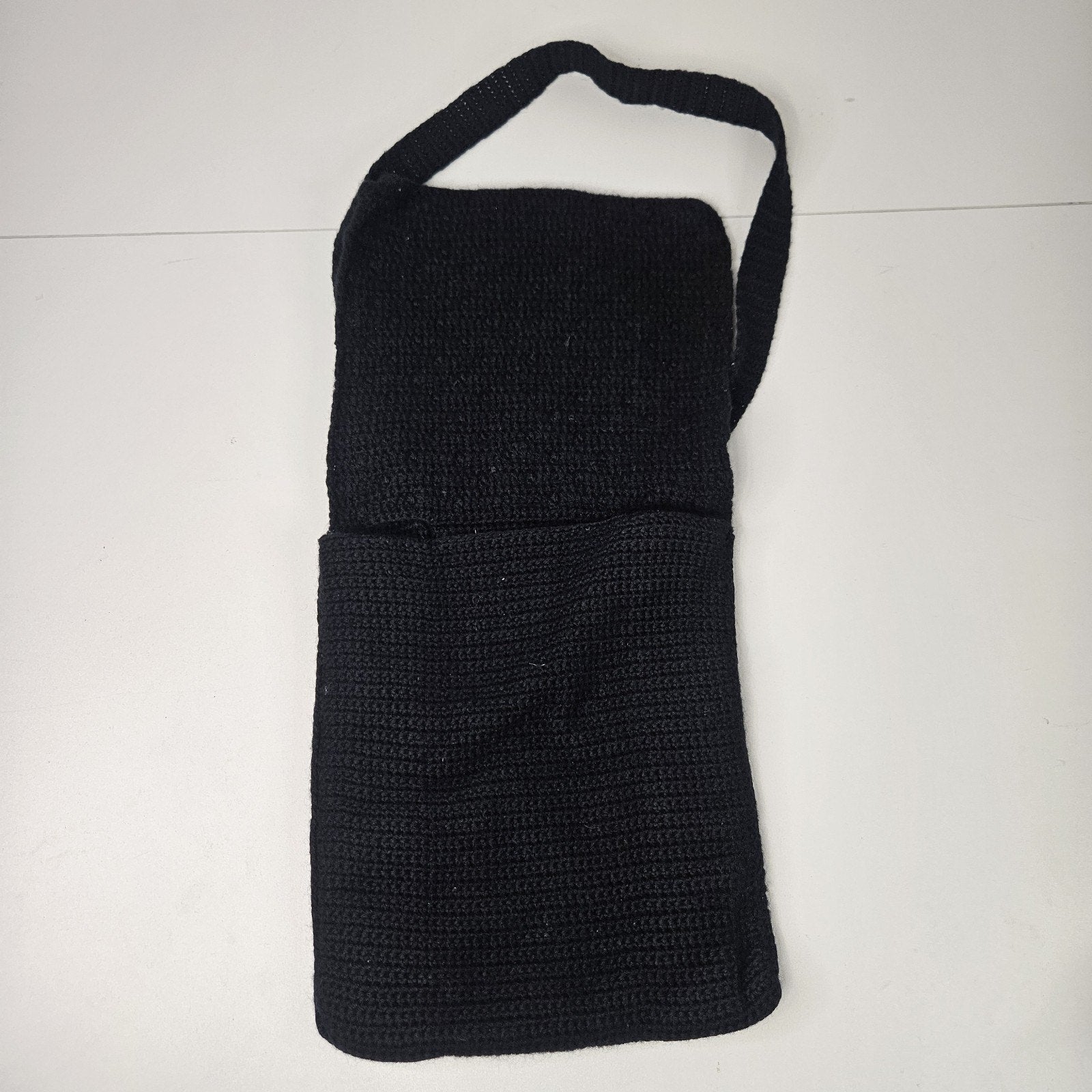 Handmade Crochet Mini Black Crossbody Shoulder Bag Coastal Y2K Whimsy Small