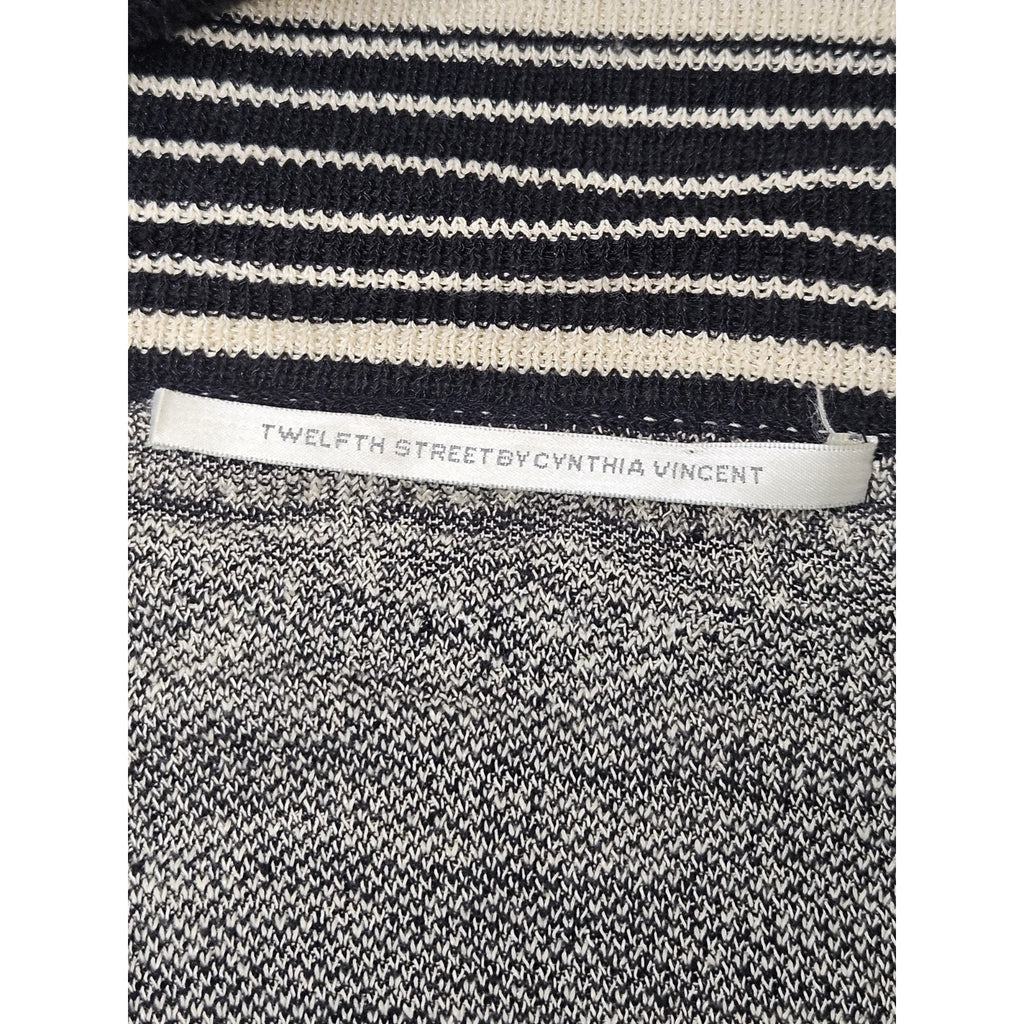 Twelfth Street Cynthia Vincent Grey Southwestern Open Knit Cardigan Small