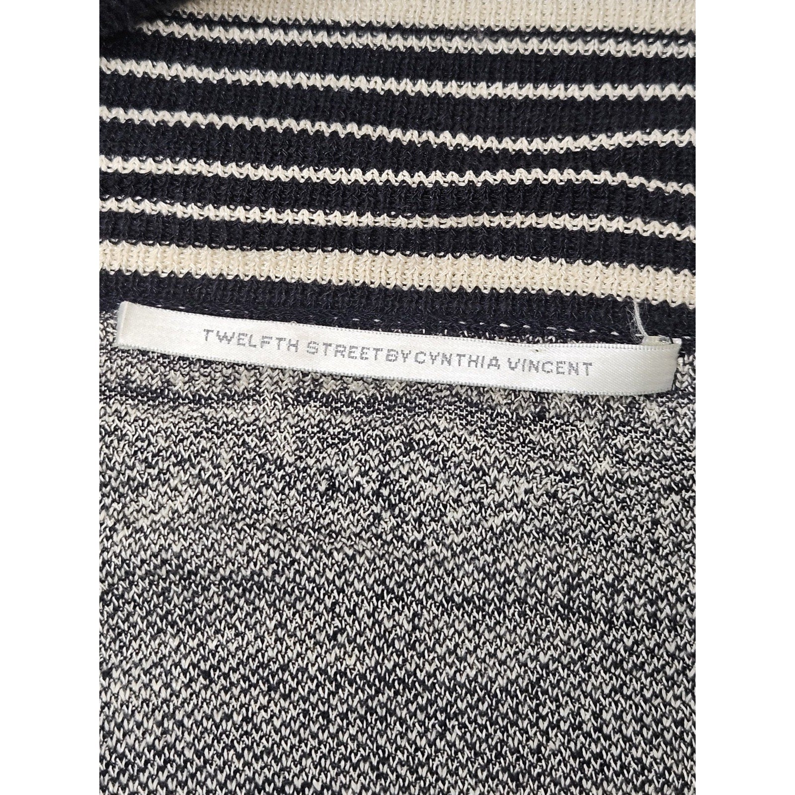 Twelfth Street Cynthia Vincent Grey Southwestern Open Knit Cardigan Small
