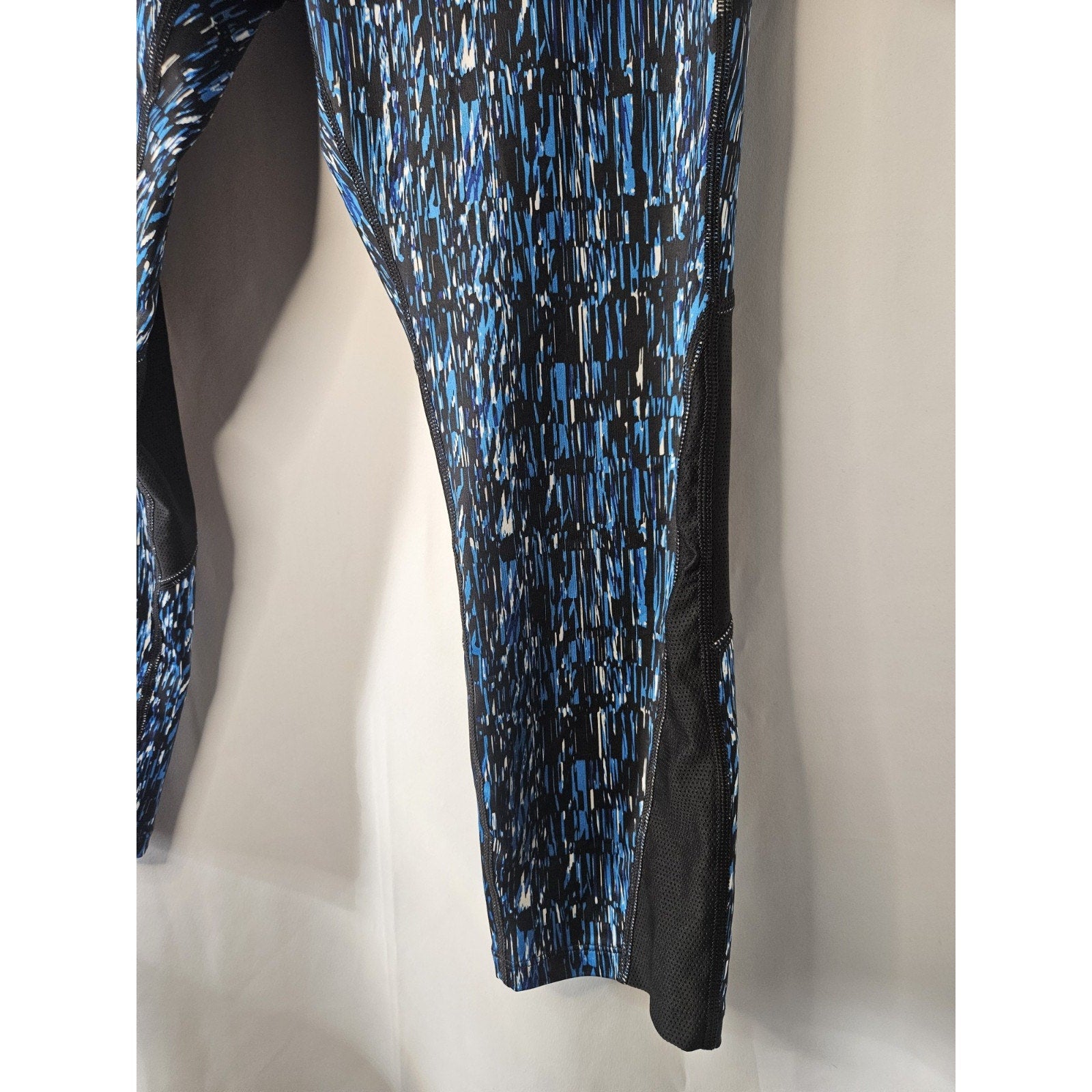 Nike Power Graphic Running Crops Leggings Blue/Black 821777 Women XL
