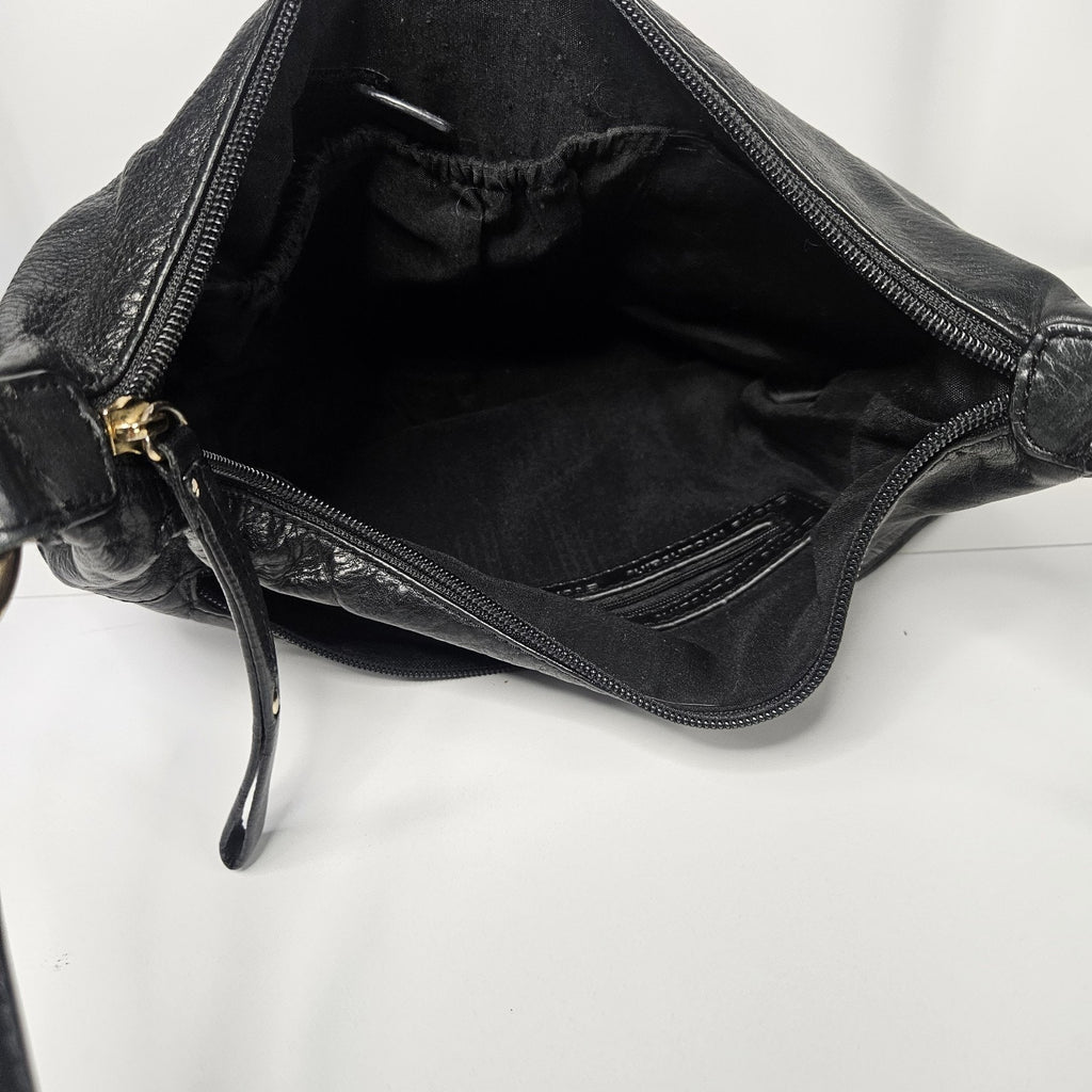 Stone Mountain Claudette Satchel Black Leather Shoulder Bag Purse Hobo Bag