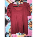 BYdesign Puff Sleeve Tunic Top Size 1X Burgundy Rayon Long Shirt