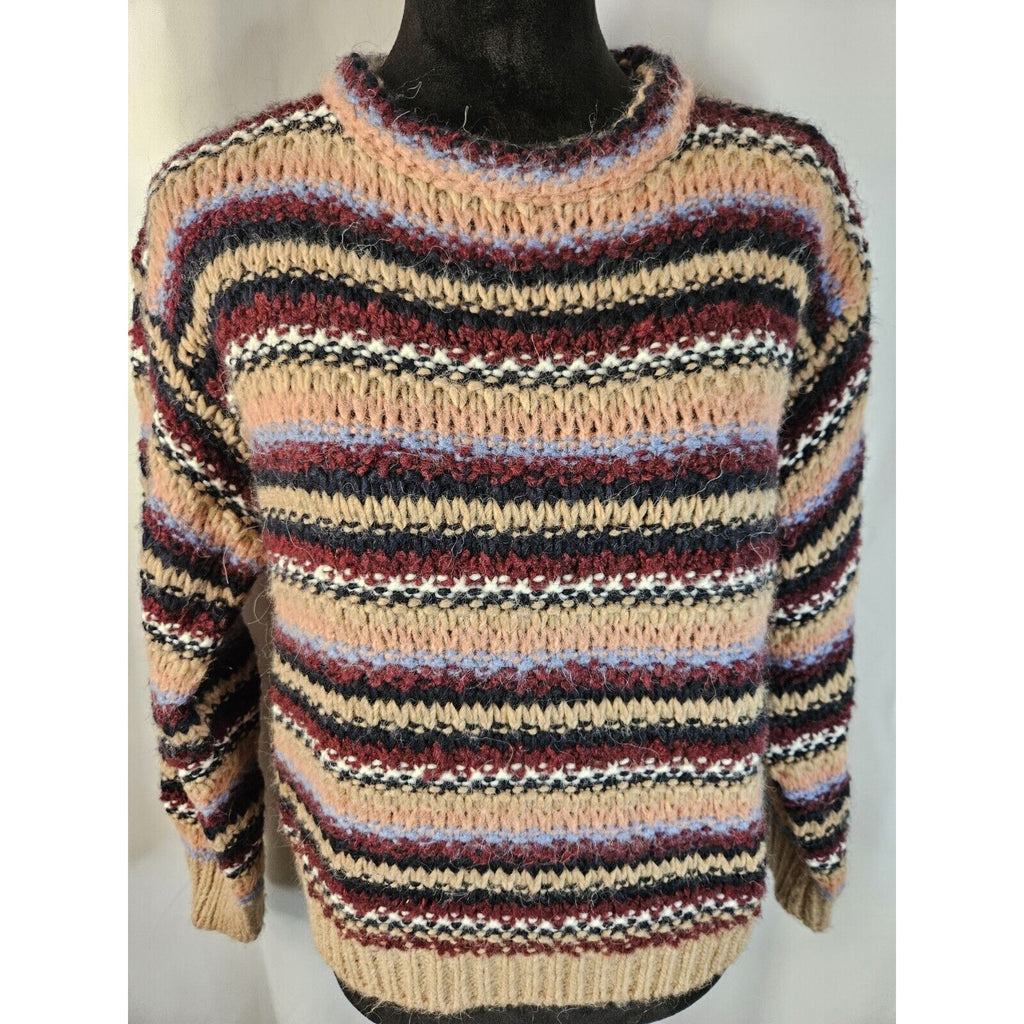 Anthropologie Elsamanda Sm Chunky Stripe Knit Alpaca Wool Blend Sweater Italy B4