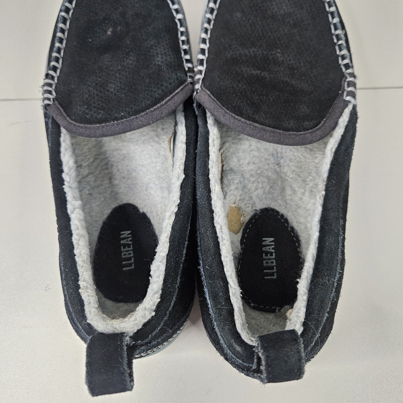 LL Bean Women Navy Blue Slippers with Faux Fur Lining Size 10 M