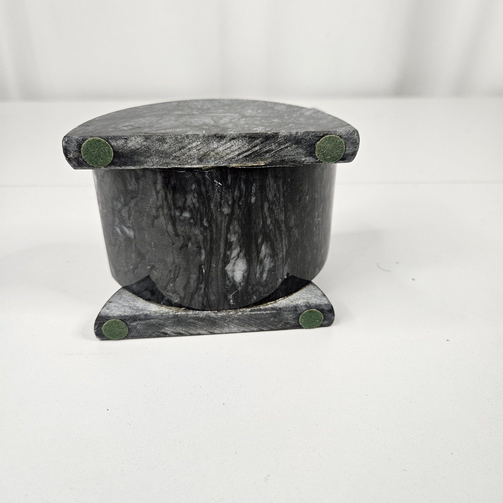 Business Card Holder for Desk Gray Cut & Polished Marble Stone