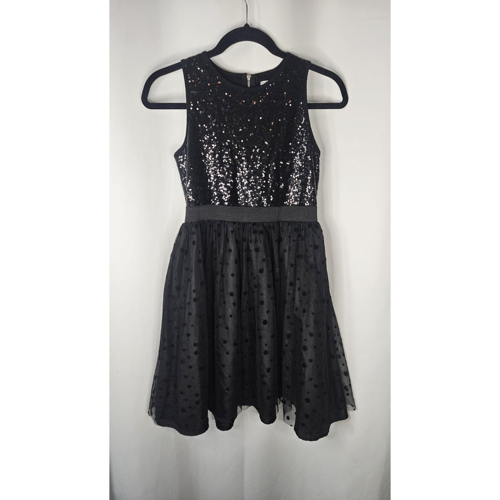 D Signed Disney Black Dress Girls Sequin Party Holiday Large 14-16