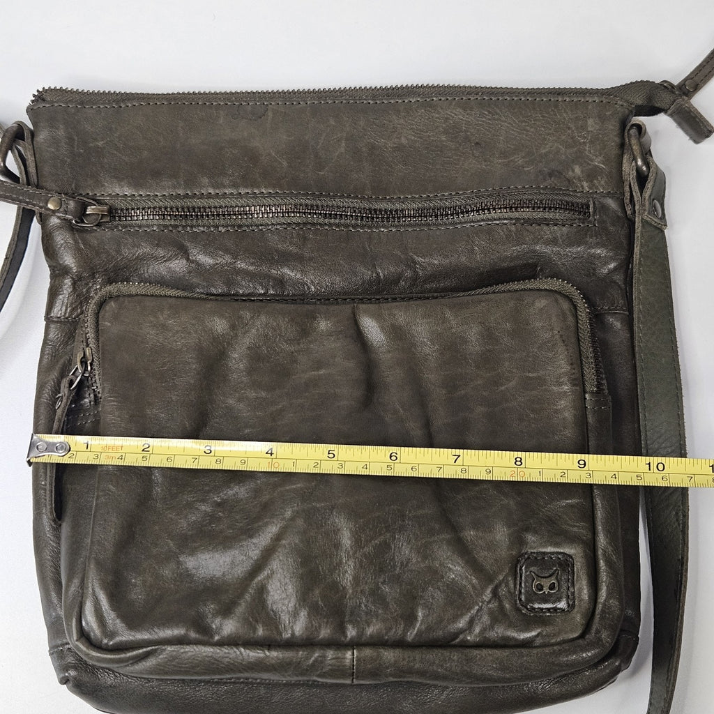 Wise Owl Genuine Leather Crossbody Handbag Purse Olive Green Boho Western