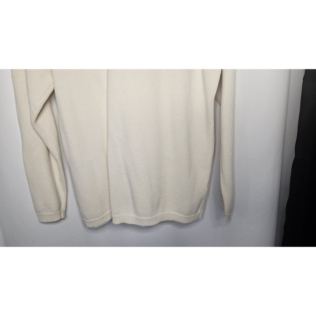 Vtg Lauren Ralph Lauren Knit Sweatshirt Women Med Off White Hoodie Pullover Y2K