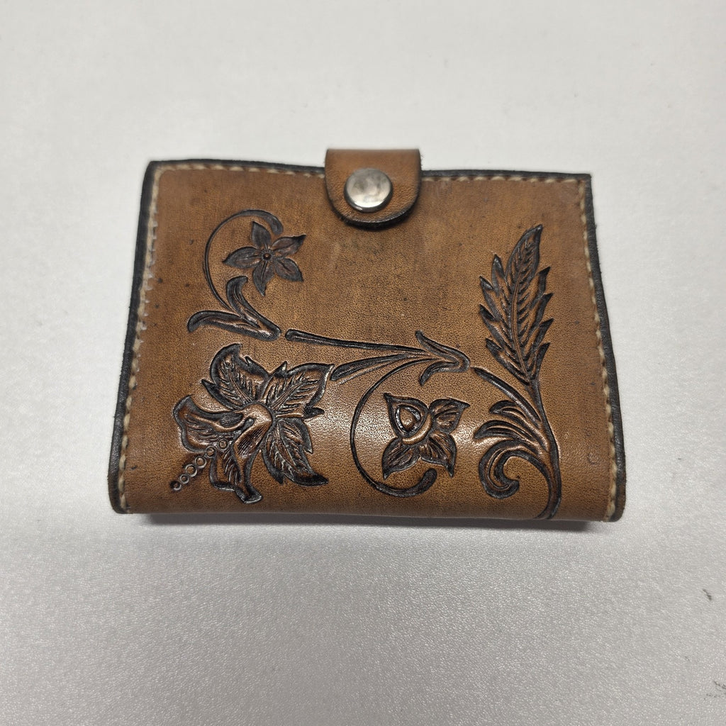 Hand Tooled Full Grain Leather Men’s Wallet Bifold Handmade Western Floral