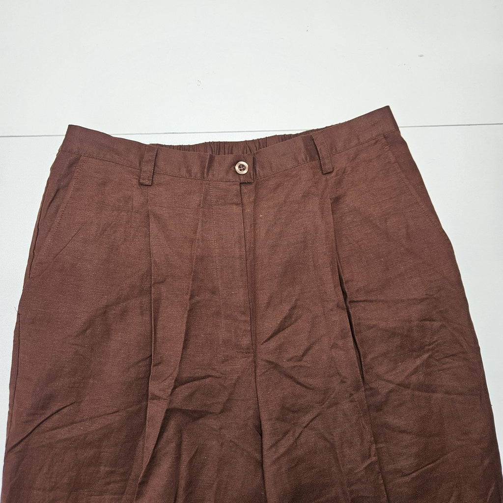 Vtg JG Hook Plus Size 16W Linen Blend Pants Lightweight Brown Slacks Minimalist