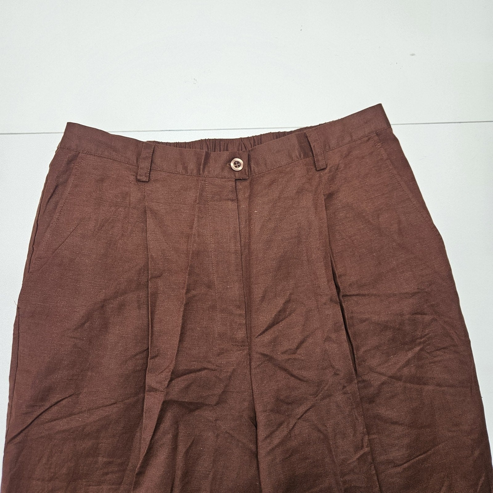 Vtg JG Hook Plus Size 16W Linen Blend Pants Lightweight Brown Slacks Minimalist