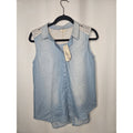 Mystree Chambray & Lace Button Up Shirt Size Small Boho Flowy Coastal NWT