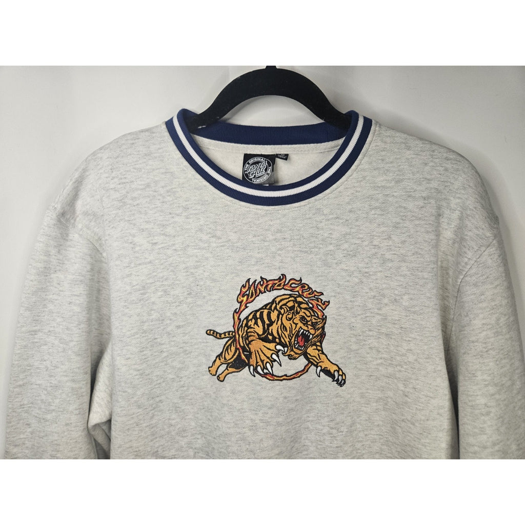Santa Cruz Simba Tiger Sweatshirt Gray Medium Skater Y2K