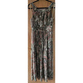 Perceptions New York Green Brown Tan Sleeveless Long Ruched Waist Poly Dress 14