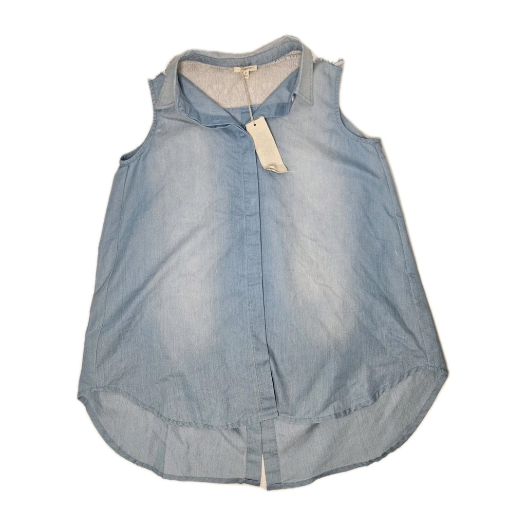 Mystree Chambray & Lace Button Up Shirt Size Small Boho Flowy Coastal NWT