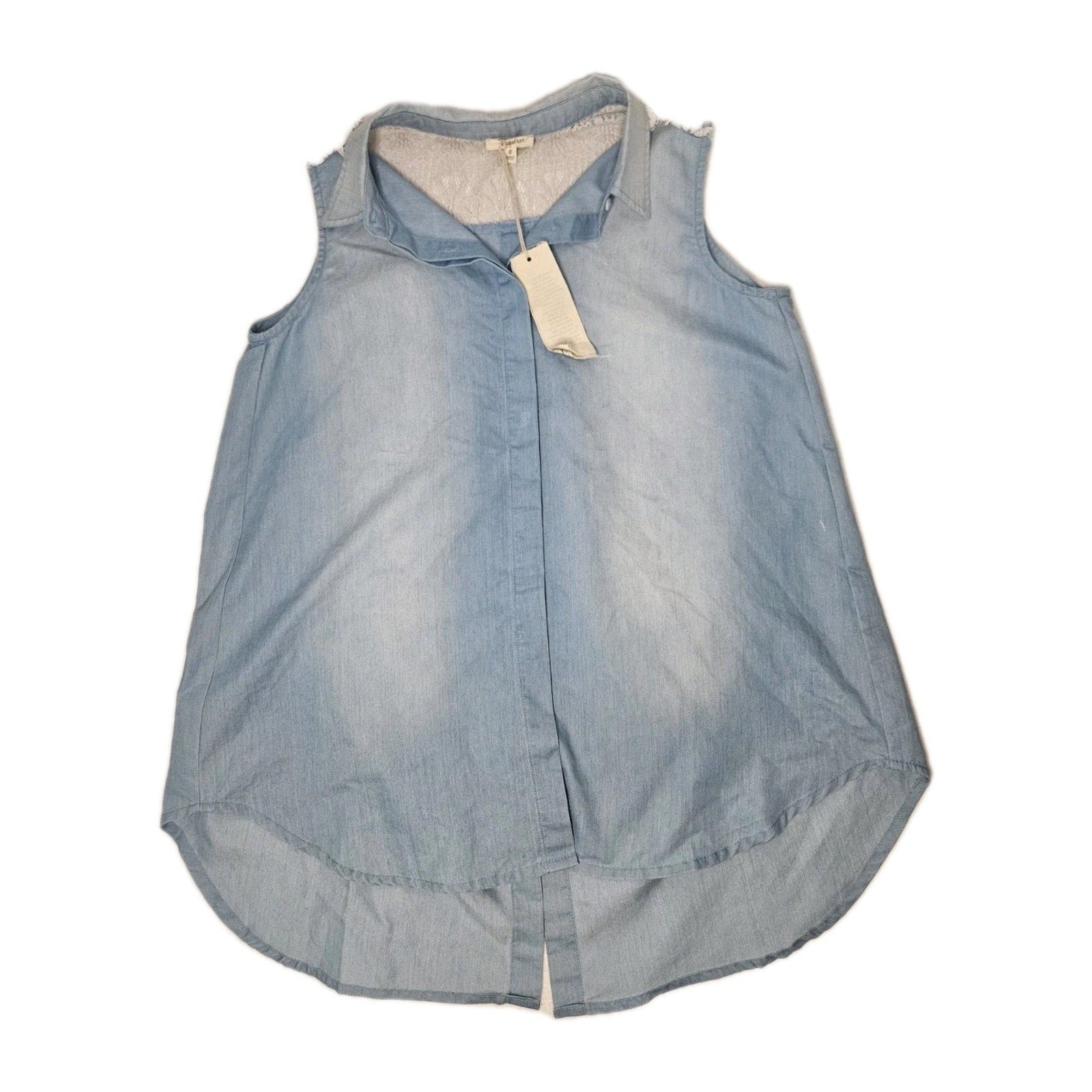 Mystree Chambray & Lace Button Up Shirt Size Small Boho Flowy Coastal NWT