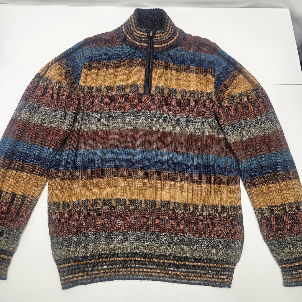 Novica 100% Alpaca Women's Quarter Zip Knit Sweater Peru Small Boho Striped