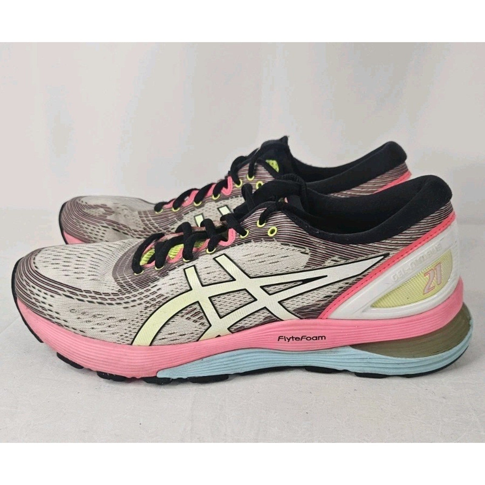 Asics Womens Gel Nimbus 21 1012A502 Colorful Running Shoes Sneakers Size 10