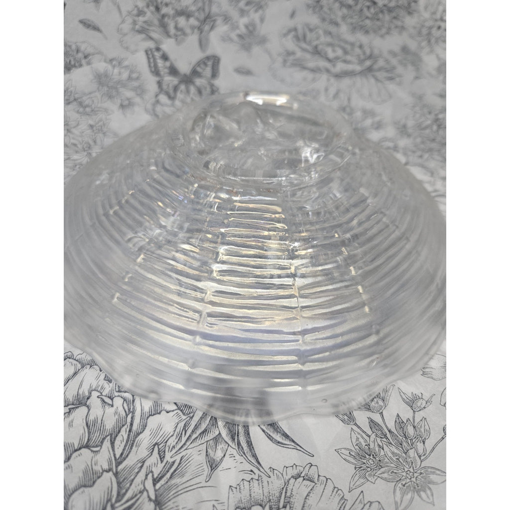Antique Northwood White Carnival Glass Rose Show Deep Plate Iridescent Frosted